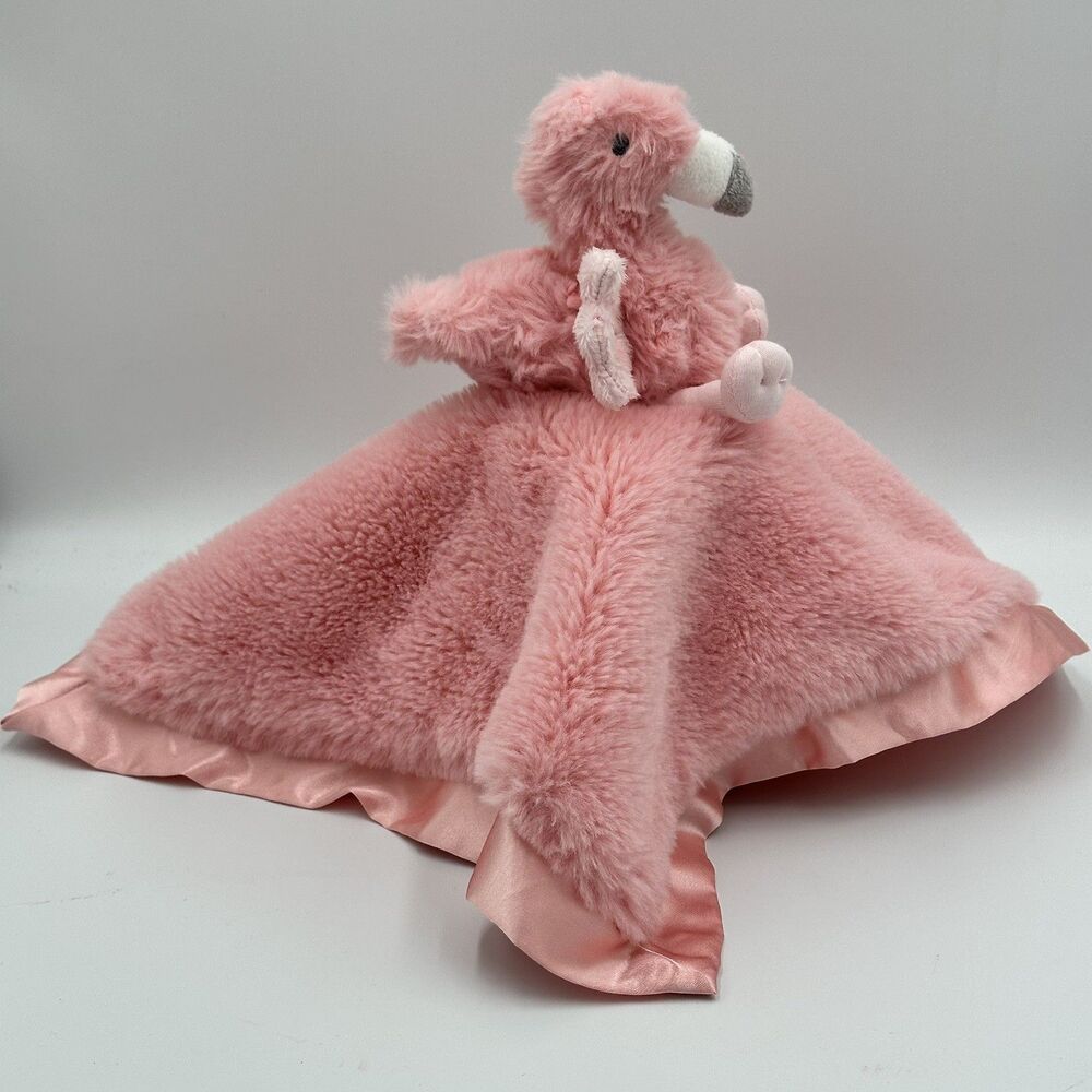 Cloud Island Pink Flamingo Lovey Plush Small Security Blanket Satin Trim Blankie
